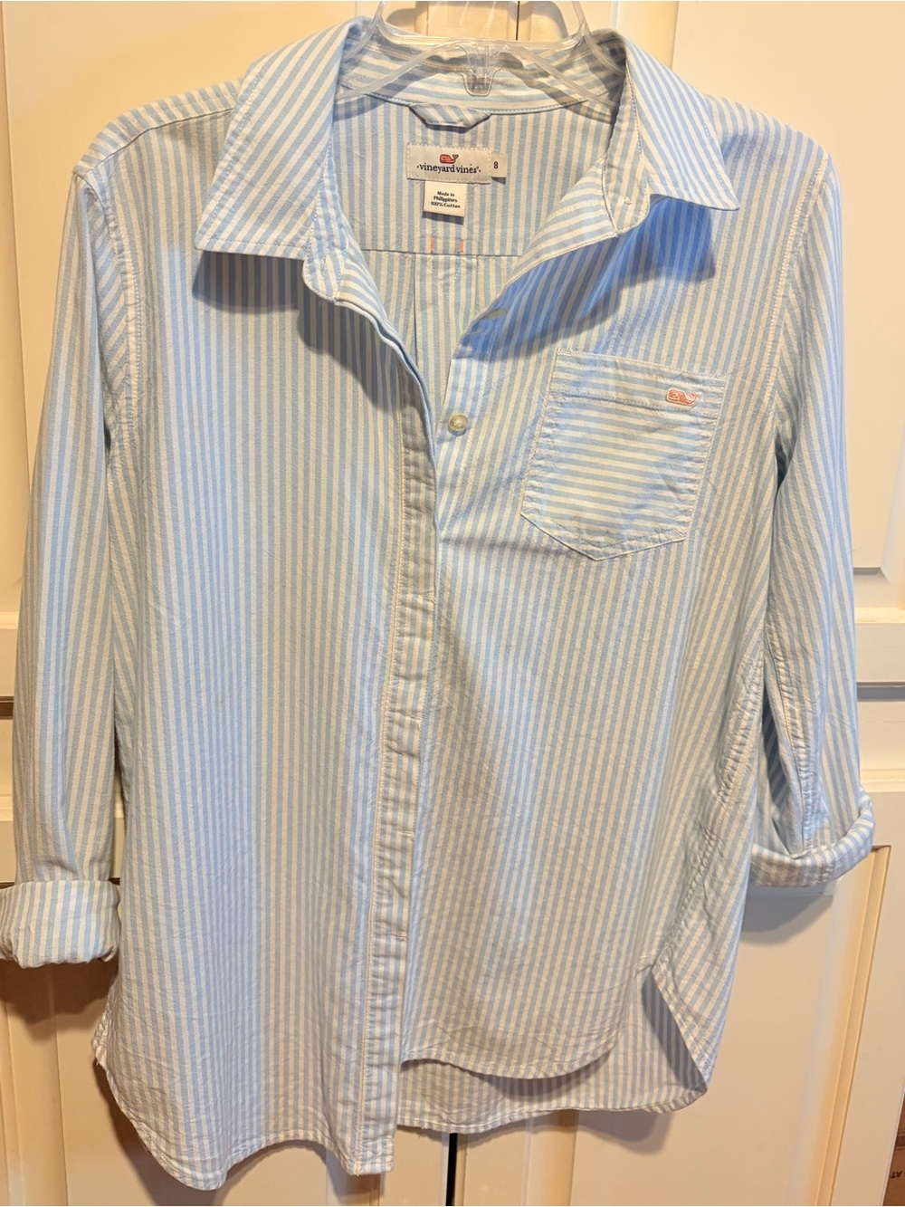 Vineyard Vines Light Blue and White Striped Button-Down Shirt